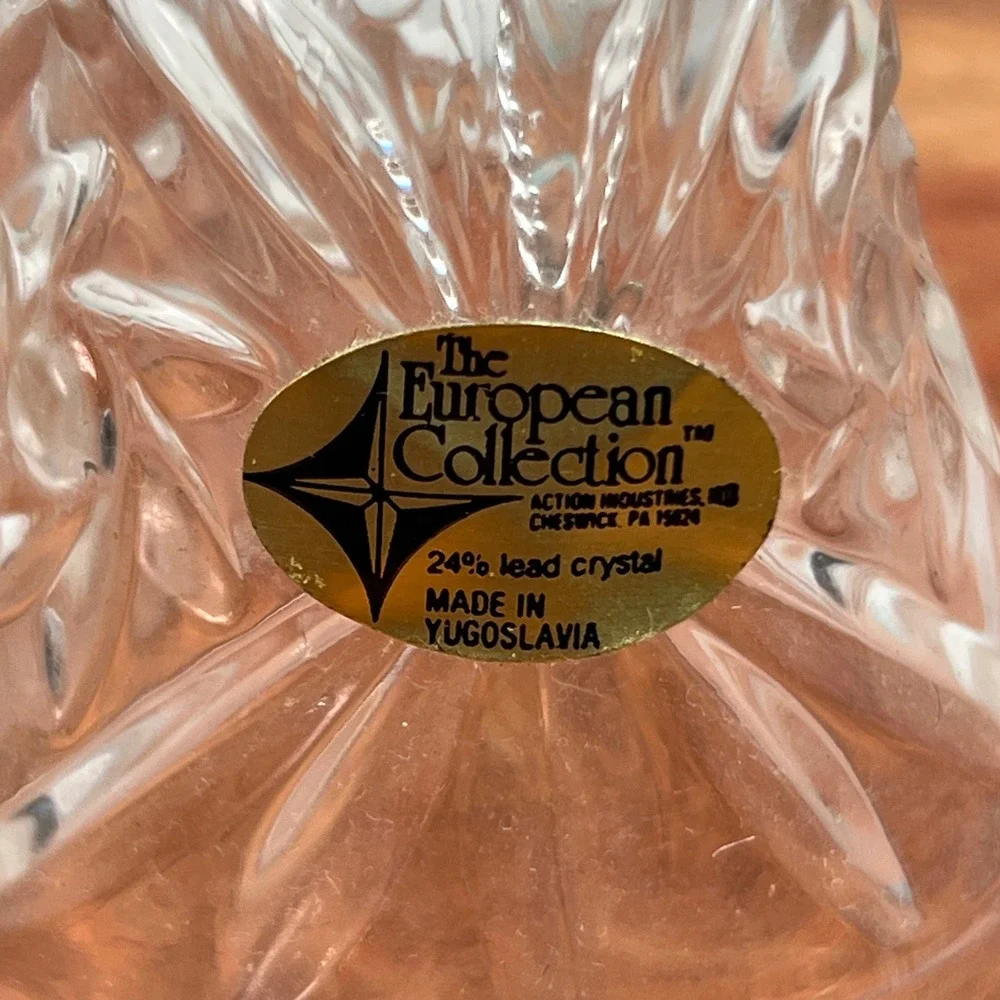 European Collection 24% Lead Crystal Dinner Bell Yugoslavia Starburst Cut 5.5
